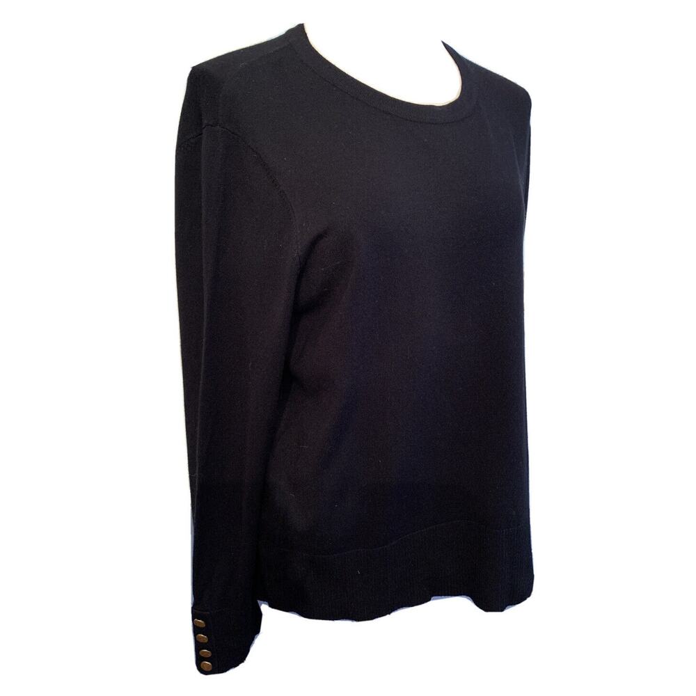 XL Grace‎ Womens Black Sweater Button Embellished Cuff Soft Rayon Blend